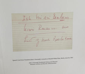 John F. Kennedy's Speech Card at the Bundeskanzleramt