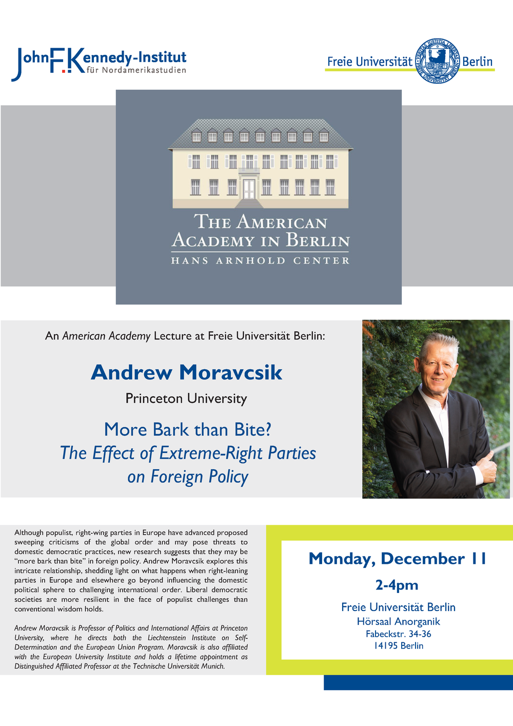 American Academy Lecture: "More Bark than Bite? The Effect of Extreme-Right Parties on Foreign Policy"
