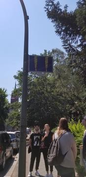 Bayerischesplatz Memorial with hair braid sign