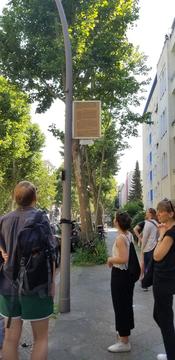 Bayerischesplatz Memorial with text sign