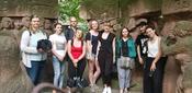 Frauen Block Memorial with students