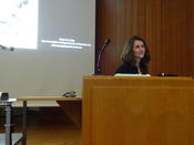 Dr. Allison Stagg giving the talk ”Selling Humor in Early America: the Market for Political Caricature Prints, 1789-1820“ at the John F. Kennedy-Institute’s Lecture Series on “The Ecstasy of Gold: The Good, the Bad and the Ugly of Money“